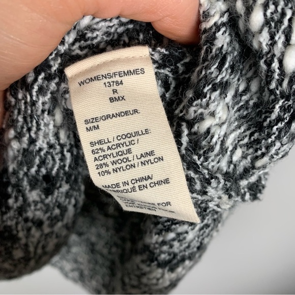 Woolrich women’s wool blend space dye knit crewneck sweater black white medium - Picture 4 of 7